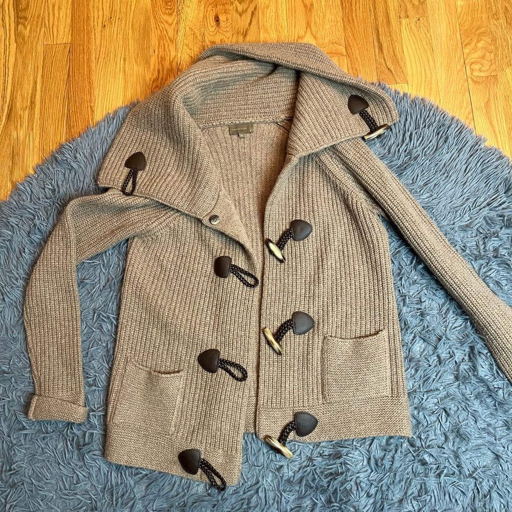 Mantovani Studio Beige Cardigan Wool Cashmere Size S Toggle Buttons